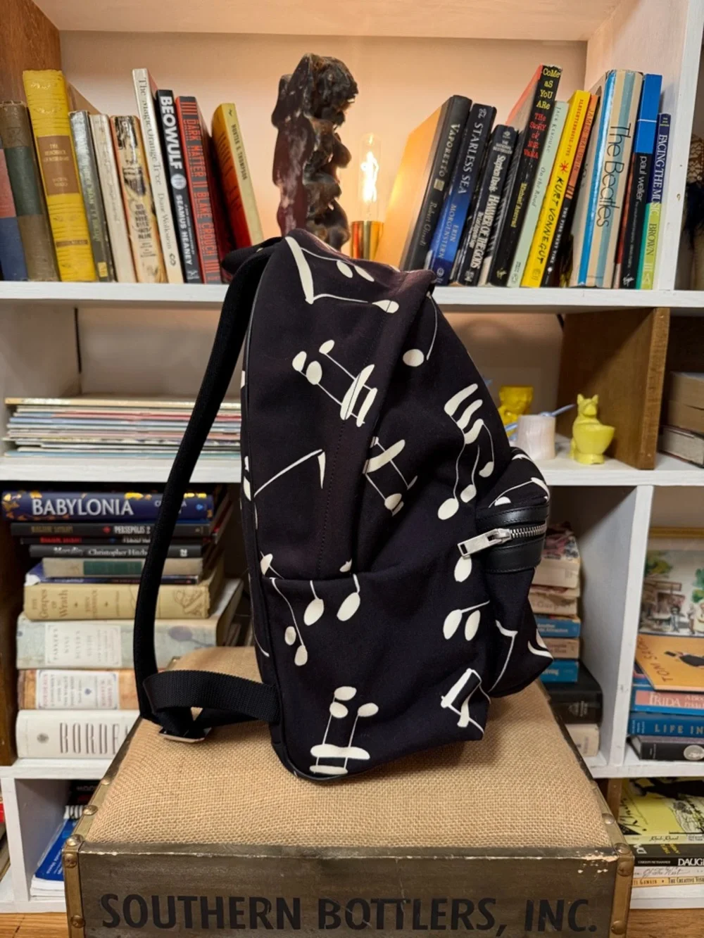 Saint Laurent Black Musical Note Canvas Backpack - Picture 2 of 10
